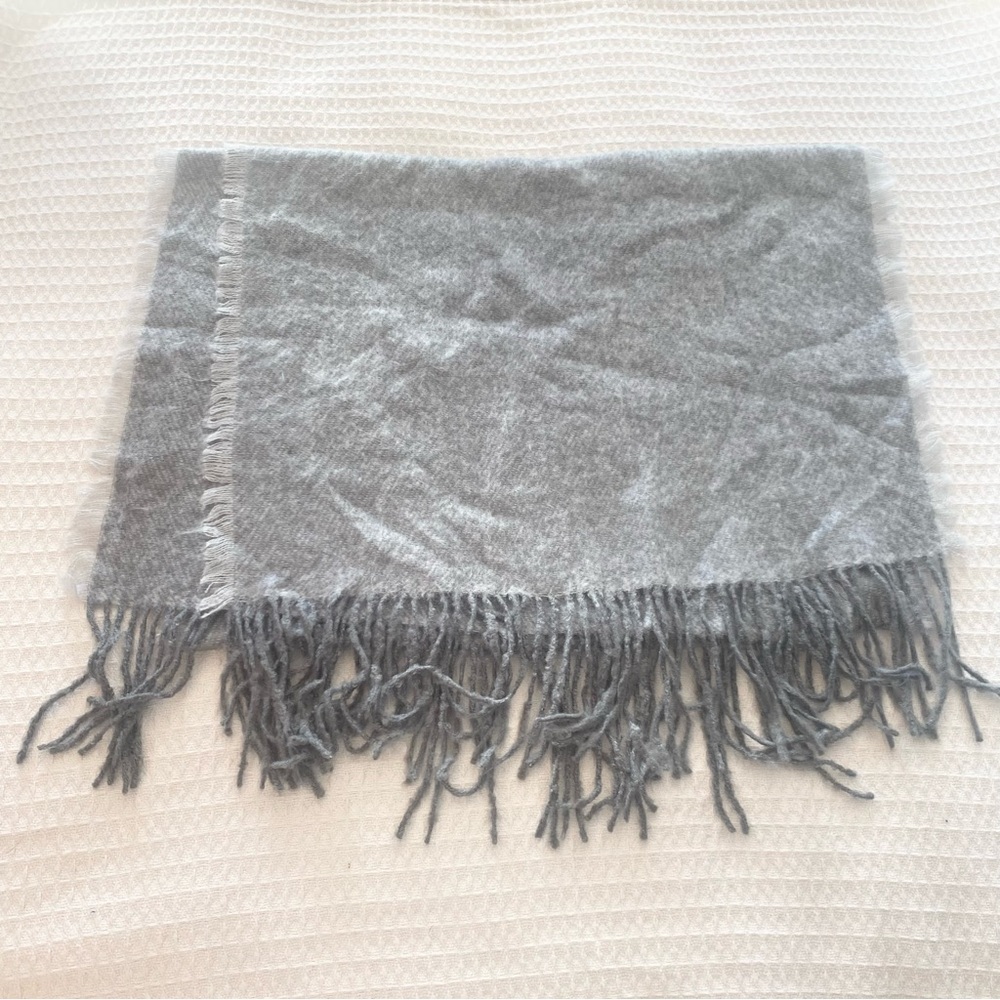 Aqua grey acrylic fringe scarf OS